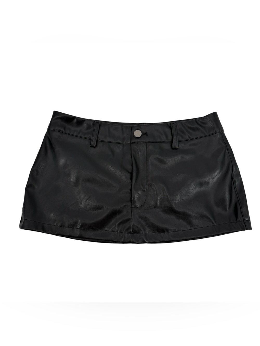 Black Faux Leather Mini Skort with Belt Loops Size Small Women’s
